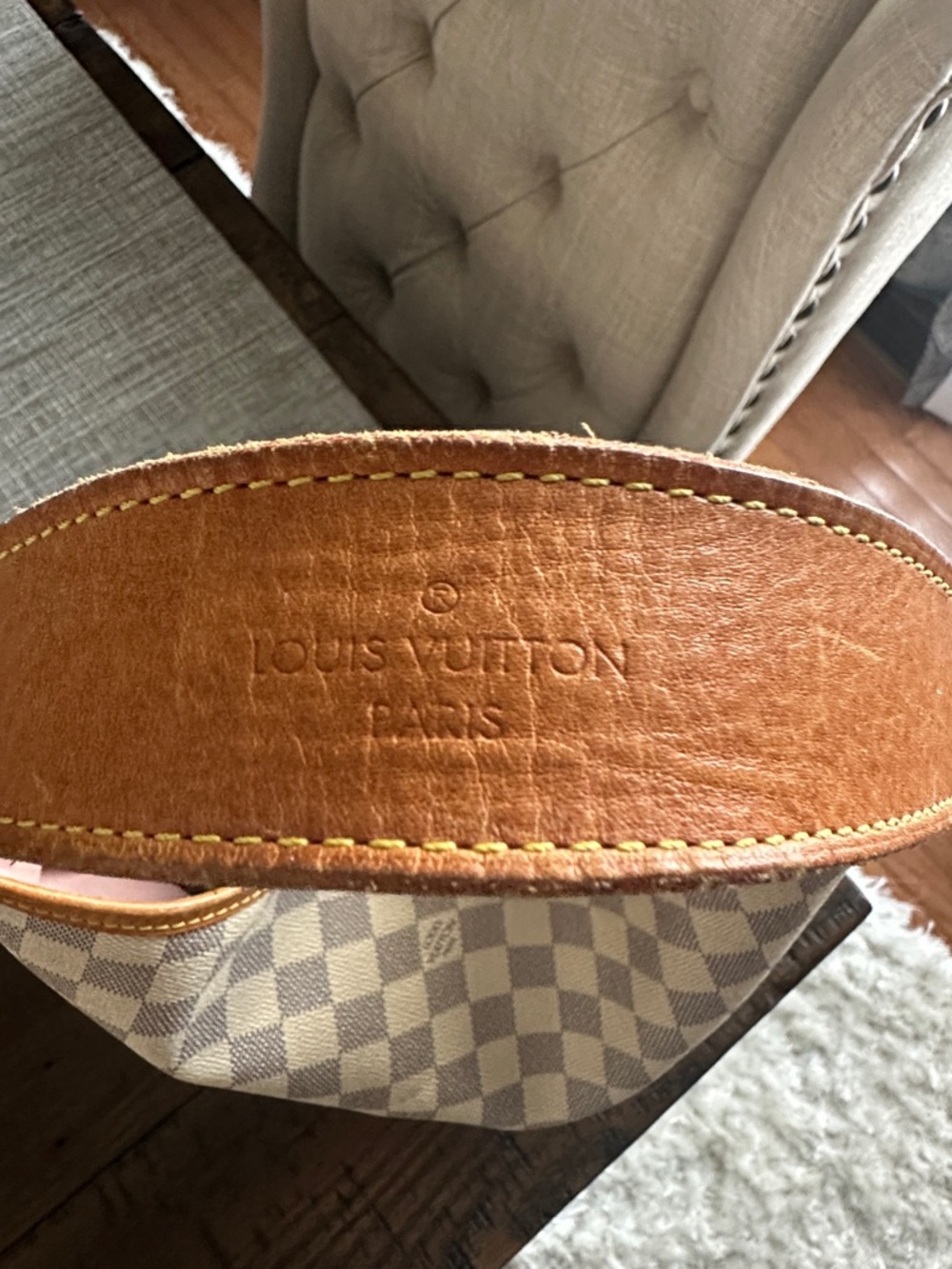 Louis Vuitton Damier Azur Hobo Delightful PM with Tan Trim and Gold Hardware - Picture 2 of 13